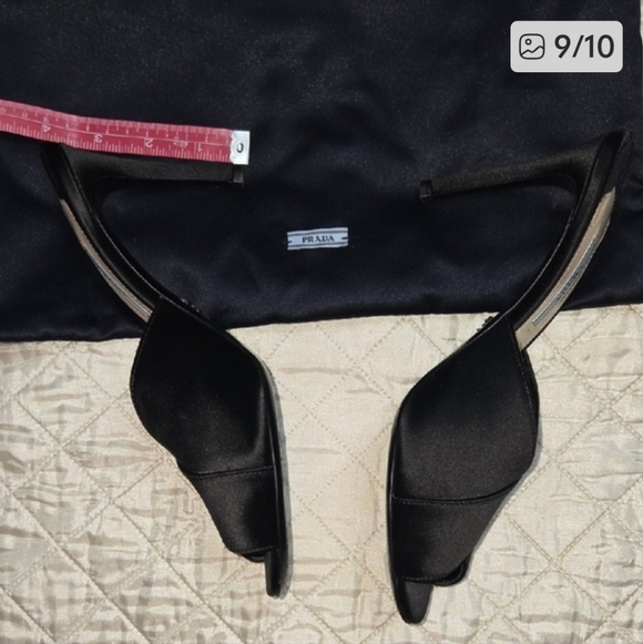 Prada Black Satin Open-Toe Heels - Picture 9 of 10